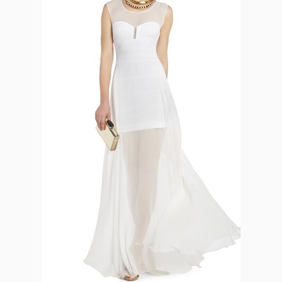 BCBG White Sheer Formal Gown - Picture 1 of 6